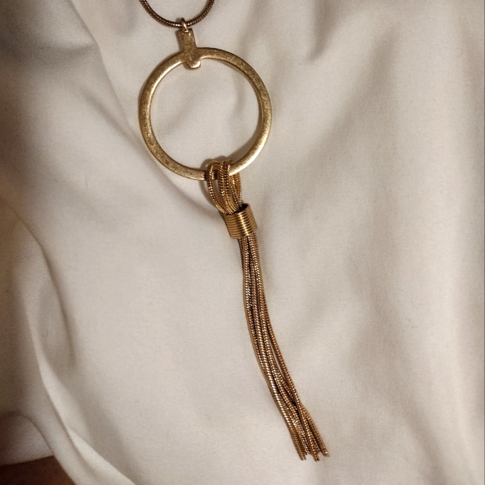 Gold Waterfall Tassel Necklace